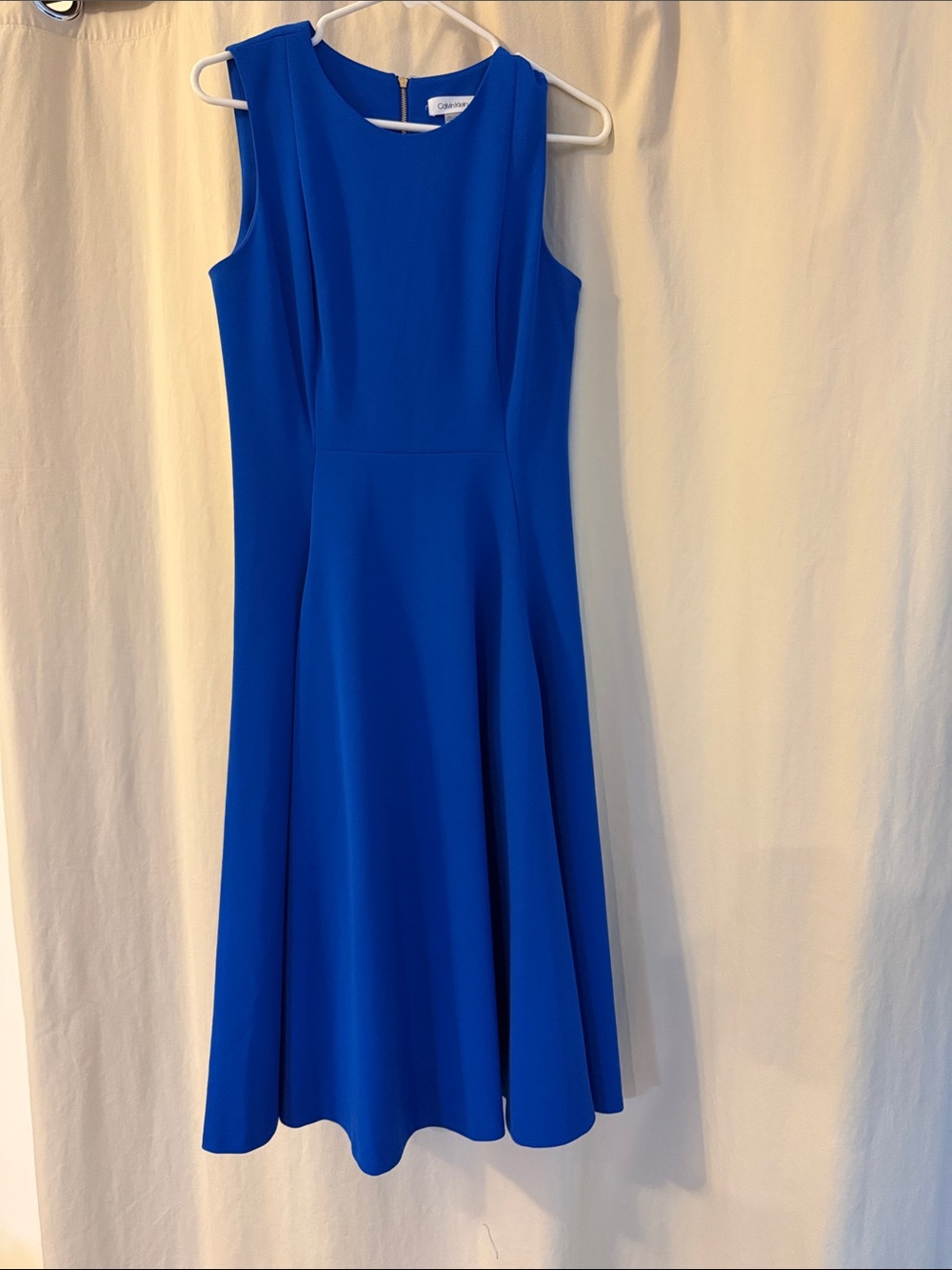Calvin Klein Cobalt Blue Sleeveless Fit-and-Flare Dress